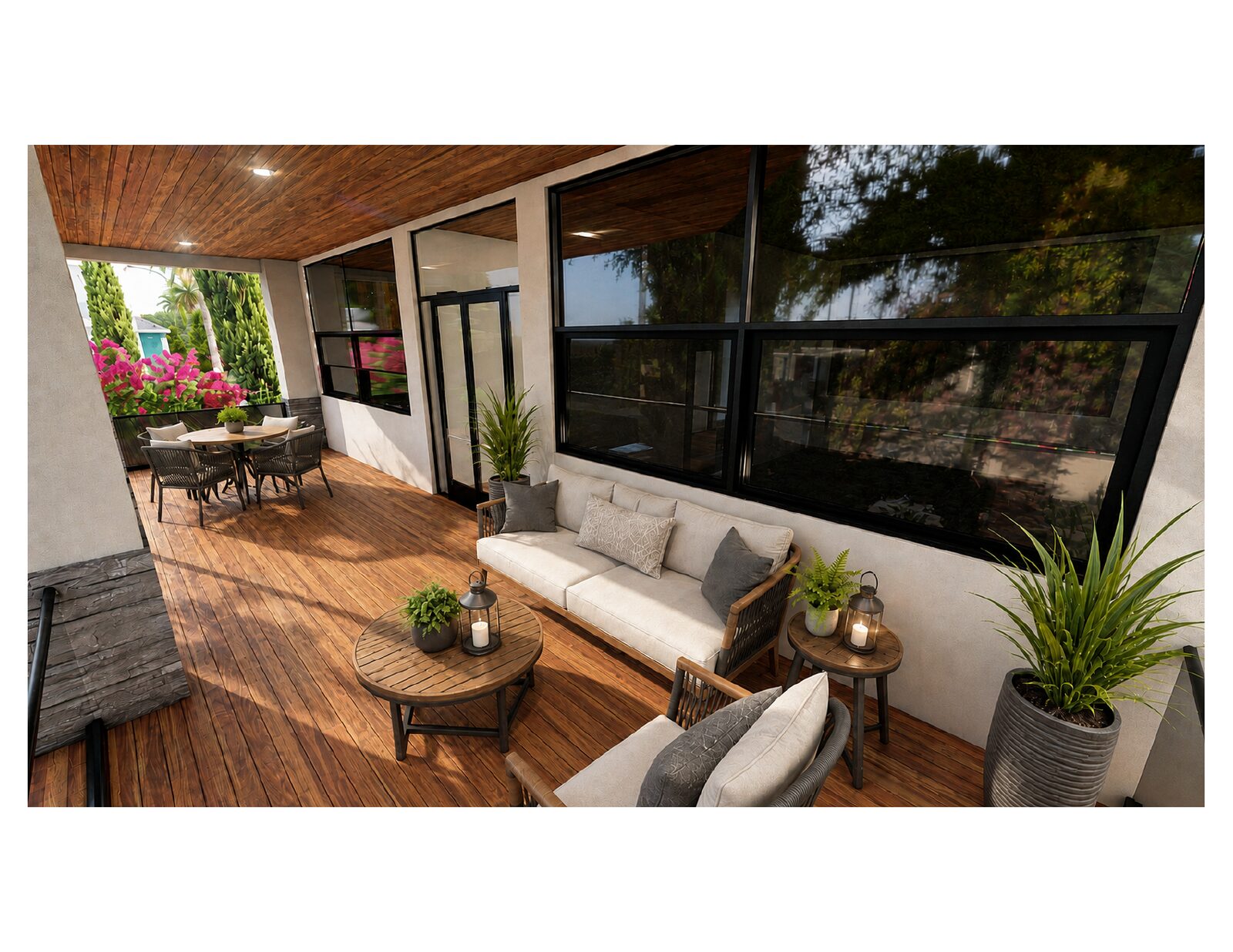 Covered terrace lounge